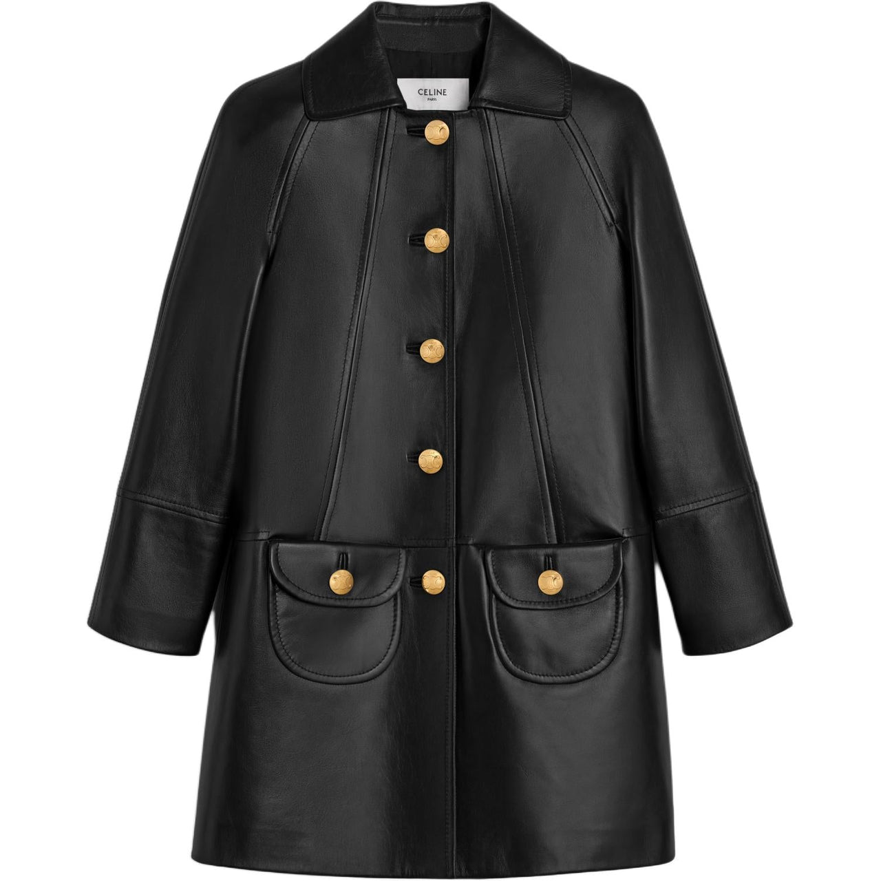 CELINE Coat With Claudine Collar In Soft Lambskin