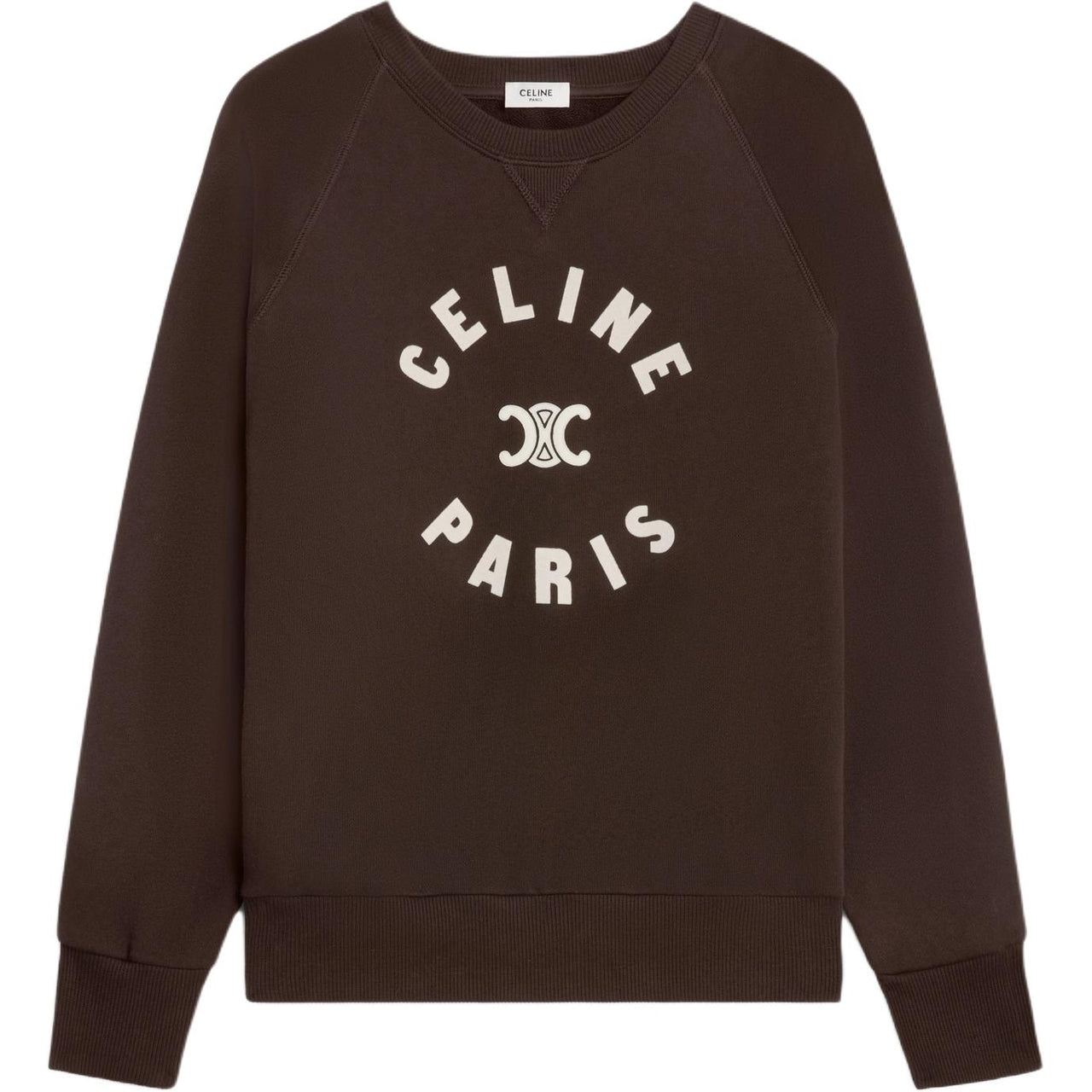 CELINE SS25 Triomphe Sweatshirt In Cotton Fleece Sweatshirt Women's Cocoa Brown