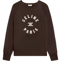 CELINE SS25 Triomphe Sweatshirt In Cotton Fleece Sweatshirt Women's Cocoa Brown