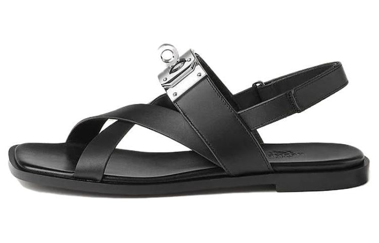 HERMES Ines Strap Sandals Women's Black