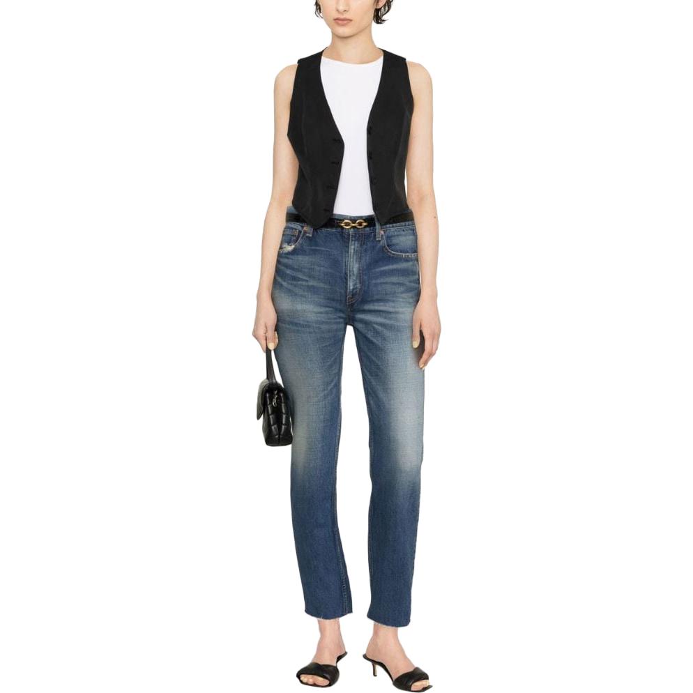 SAINT LAURENT Button Detailed Straight Leg Jeans