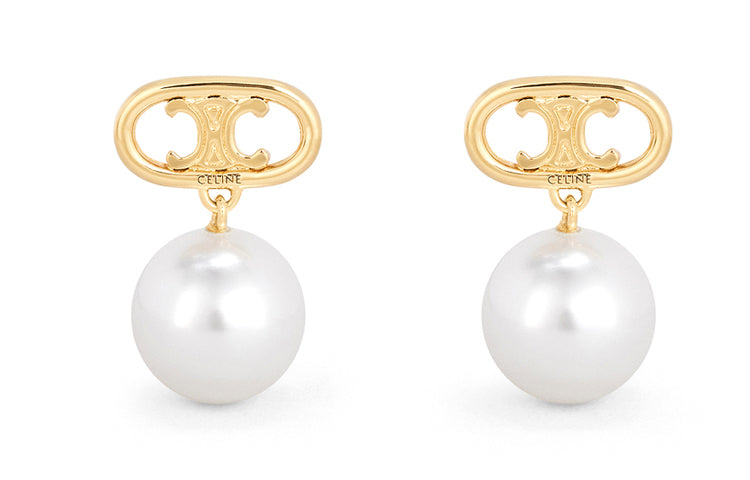 CELINE Les Perles CELINE Earrings In Brass With Gold Finish And Glass Pearls