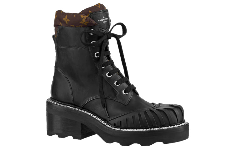 LOUIS VUITTON Beaubourg Louis Vuitton LV Ankle Boots Women's Black
