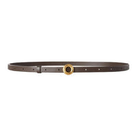 Loro Piana Calfskin Metal Leather Belts Women's Brown Width: 2CM