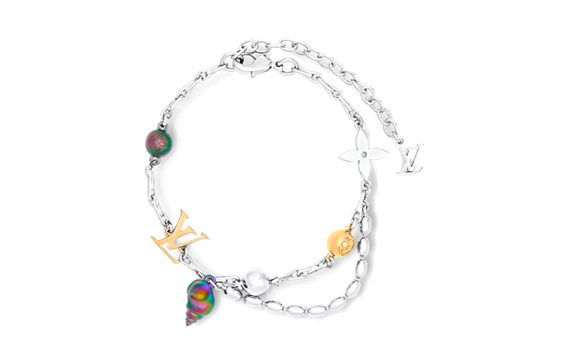 LOUIS VUITTON Shell Metal Bracelets Unisex Silver