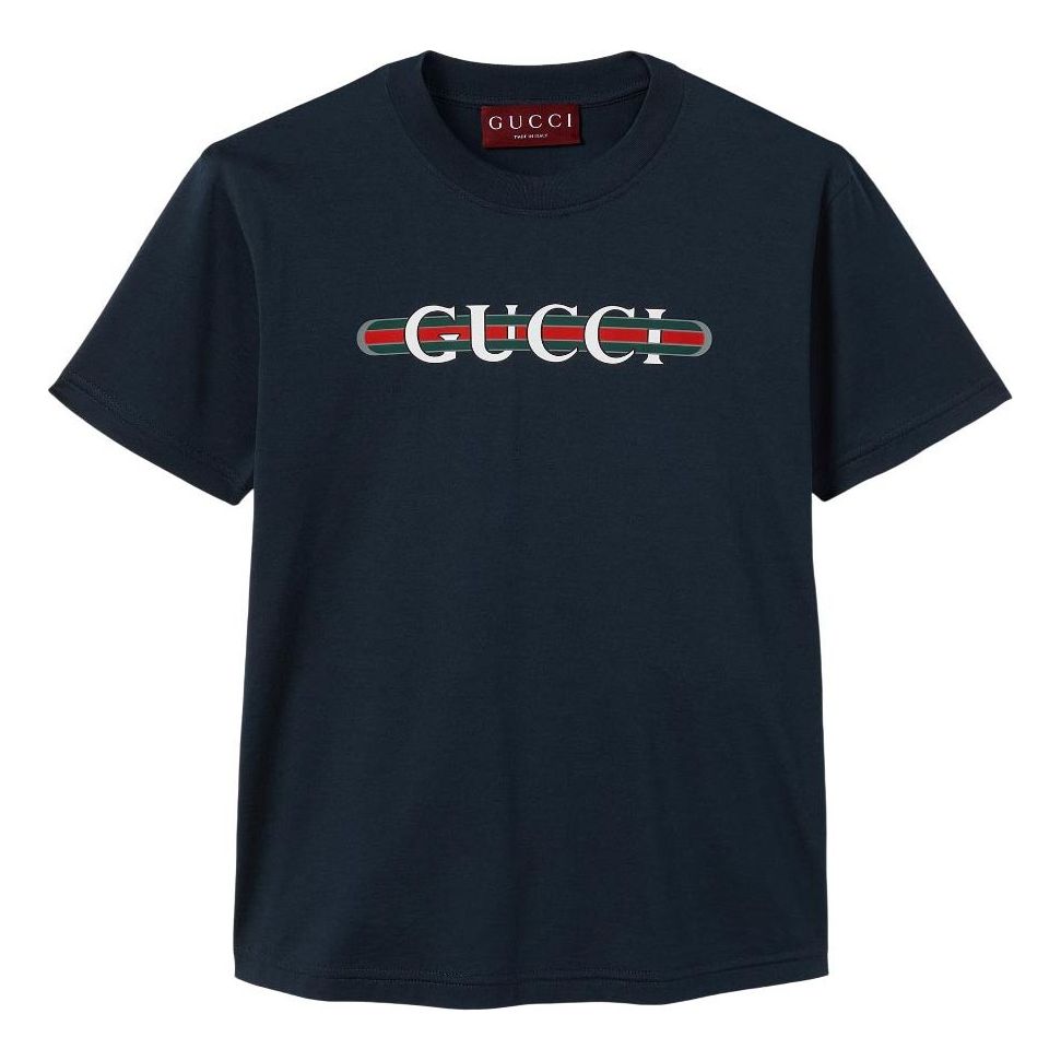 (WMNS) Gucci SS25 Printed T-Shirt 'Navy' 787299-XJGNW-4735