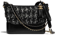 CHANEL Gabrielle Canvas Woven With Leather Hobo Bag Portable One Shoulder Crossbody Small Size Women's Black