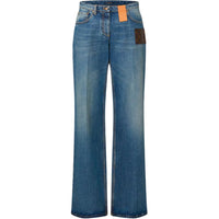 LOUIS VUITTON Stonewashed Monogram Patch Boot-Cut Jeans