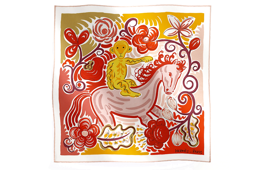 HERMES Silk Scarves Women's Red