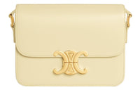 CELINE Triomphe Shiny Cow Leather Shoulder Bag, Tofu Bag, Portable Crossbody Bag, Shoulder Bag Women's Sunshine Yellow