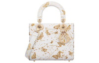 DIOR Lady D-Lite Cow Leather Dior Bag Shoulder Bag Crossbody Bag Handbag Small Size Women's White & Gold