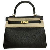 HERMES Kelly Togo Calfskin Kelly Bag Handbags Women's 3Y Caban Black Tweed & Navy Blue
