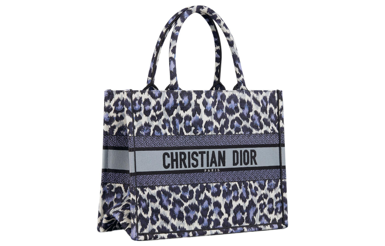 DIOR BookTote Embroidery Tote Bag Shopping Bag Handbag Medium Size Women's Blue/Multicolor