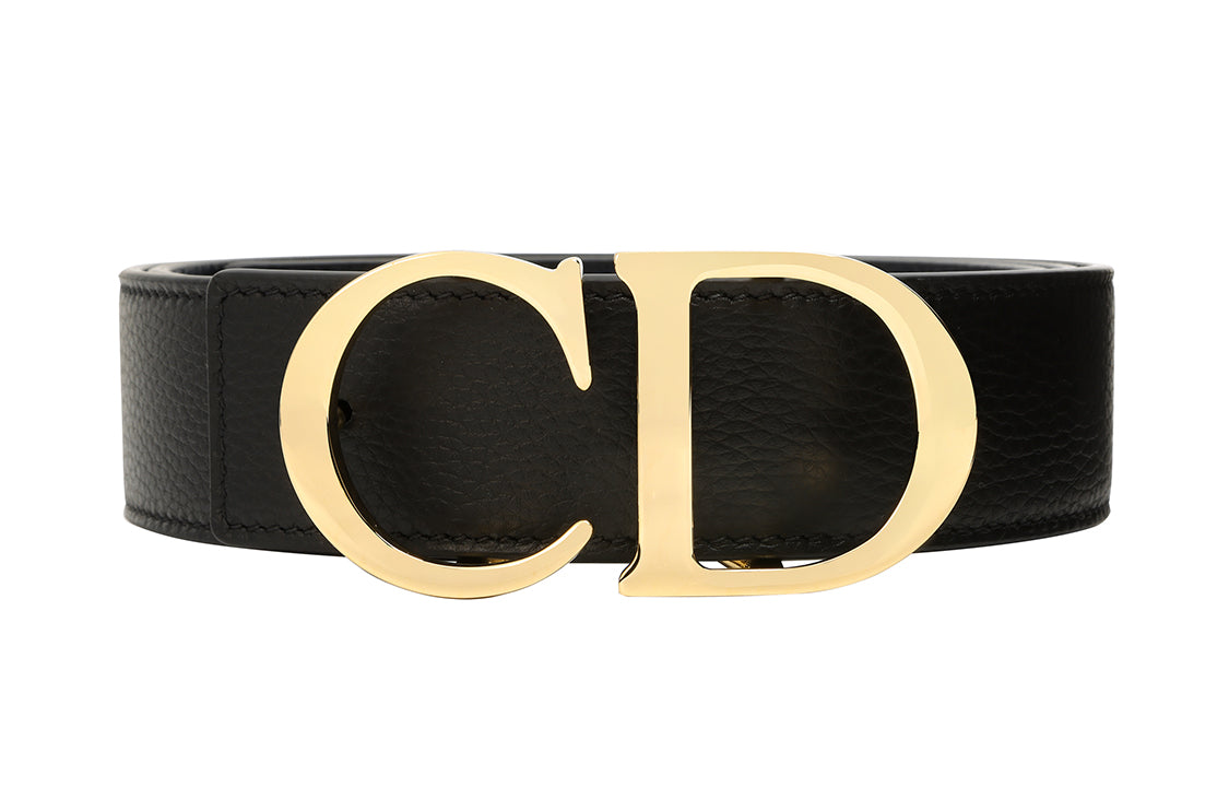 DIOR Cow Leather Leather Belts Men's Black Width: 3.5cm