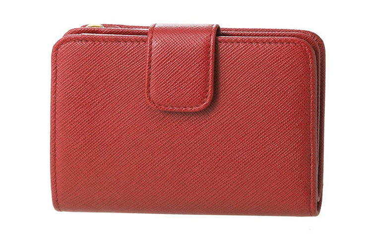 PRADA Cow Leather Clutch Wallet Women's Red