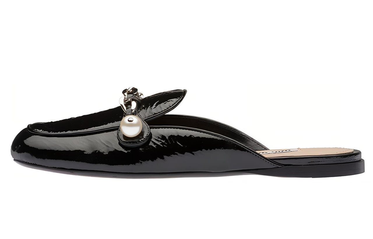 MIU MIU Closed Toe Slippers Women's Black