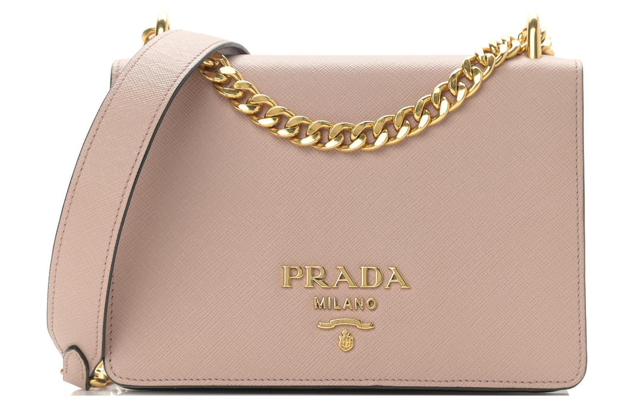 PRADA Calfskin Crossbody Bag Women's Pink