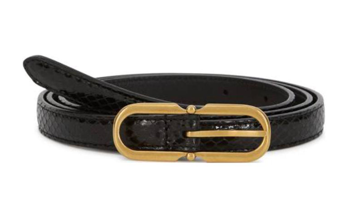 SAINT LAURENT Horseshoe-buckle Leather Belt