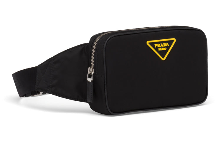 PRADA Nylon With Cow Leather Fanny Pack Men's Black