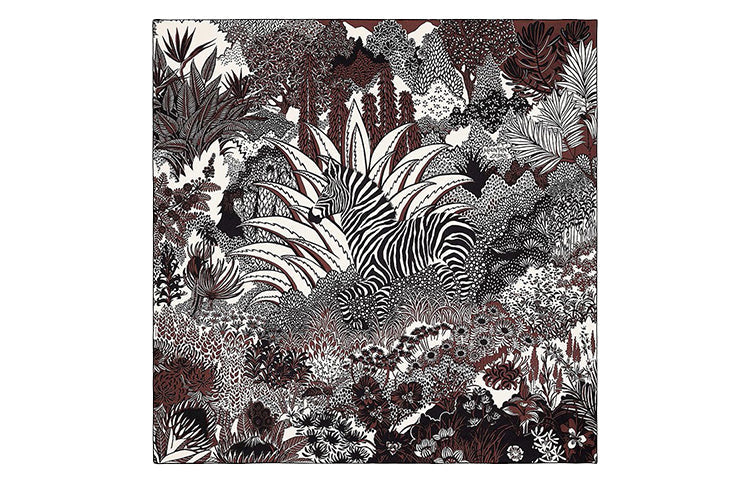 HERMES Silk Scarves Women's Black/White