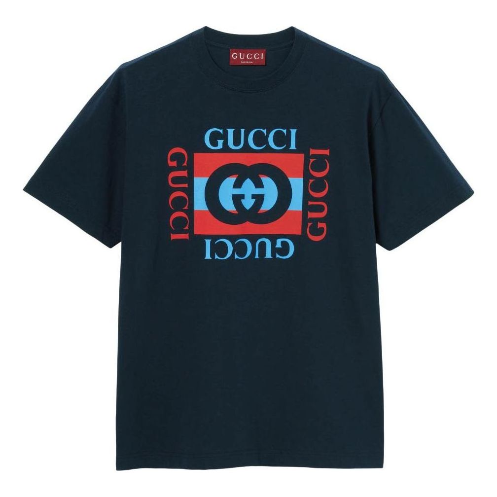 Gucci Printed Cotton Jersey T-shirt 'Navy' 796395-XJHDB-4027