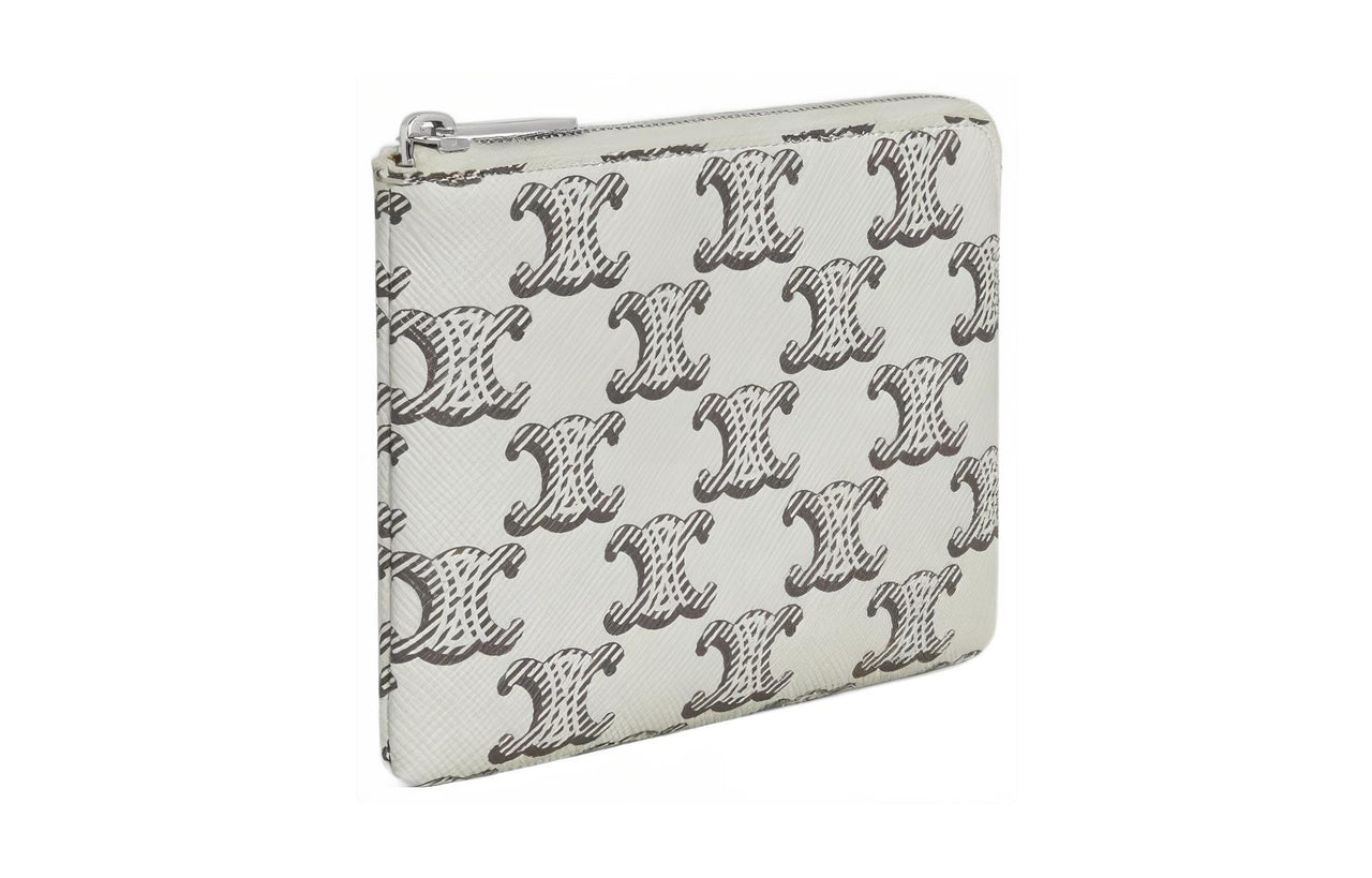 CELINE Canvas Coin Purses Card Holders Women's Tan/Light Umber