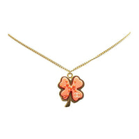 CHANEL 2003 Gold Plated And Resin Clover Pendant Necklace Costume Necklace