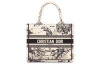 DIOR BookTote Embroidery Tote Bag Shopping Bag Handbag Small Size Women's Milk White