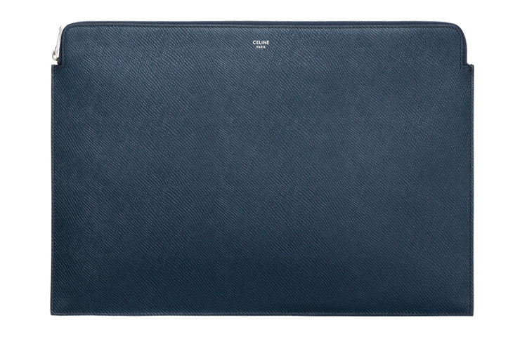 CELINE Grained Calfskin Clutch Men's Navy