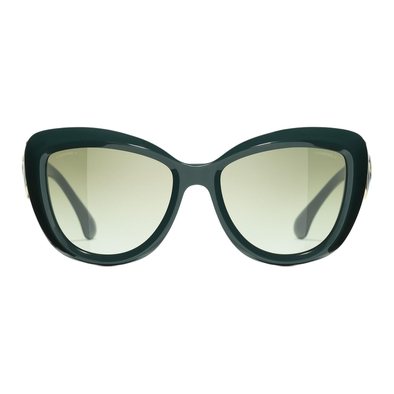 CHANEL Acetate Cat Eye Sunglasses Men's Green