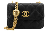 CHANEL Cow Leather Mini Fanny Pack Shoulder Bag Crossbody Bag Small Size Women's Black