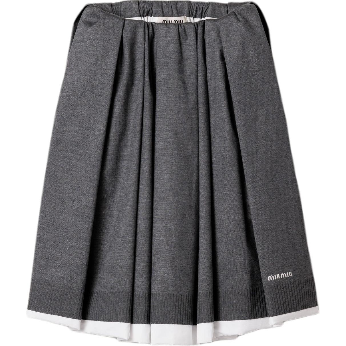 MIU MIU FW24 Casual Long Skirt Women's Slate Gray White