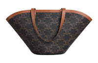 CELINE Couffin Canvas With Leather Binding Tote Bag Shopping Bag Handbag Large Size Women's Tan