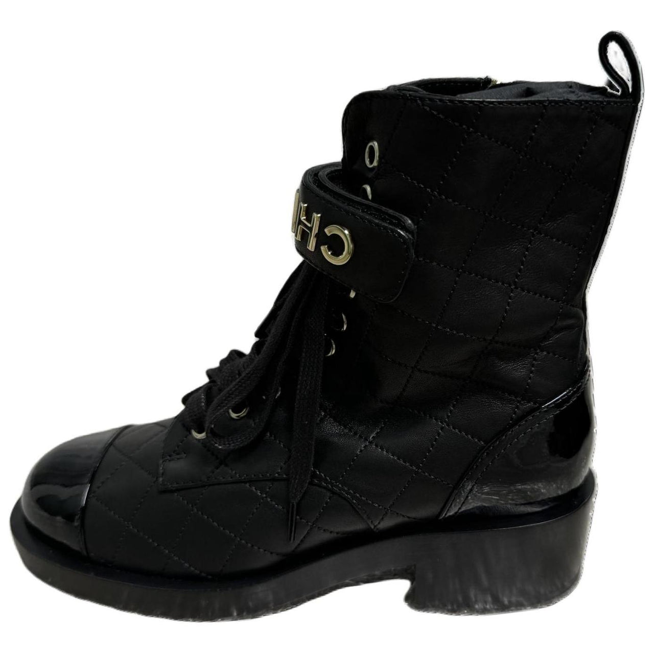 CHANEL Short Martin Boot Women's Black