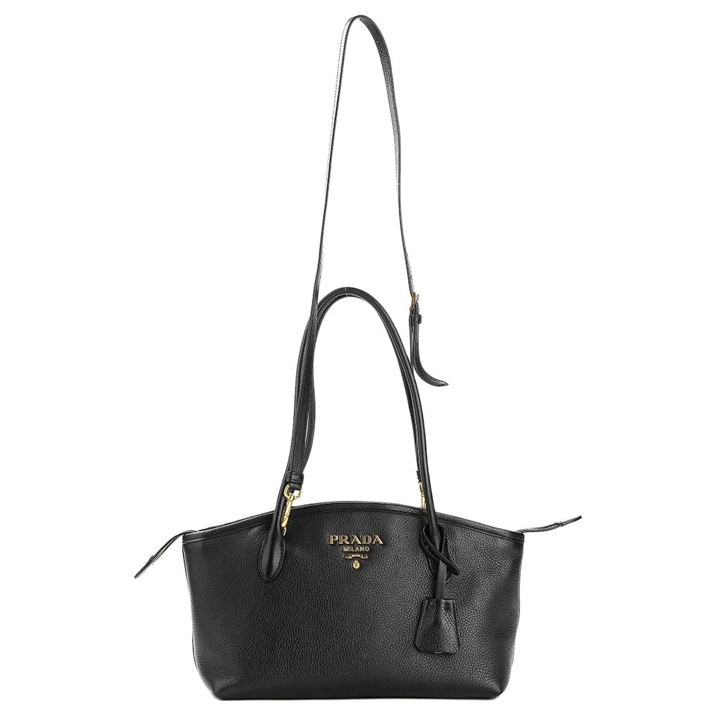 PRADA Calfskin Shoulder Bag Women's Black
