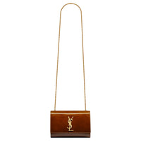 SAINT LAURENT KATE Calfskin Shoulder Bag, Crossbody Bag Trumpets Women's Tan