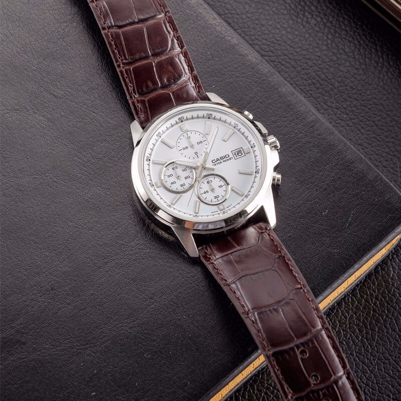 CASIO Edifice Waterproof Men Black/Silver Mens Brown Analog MTH-5001L-7APF