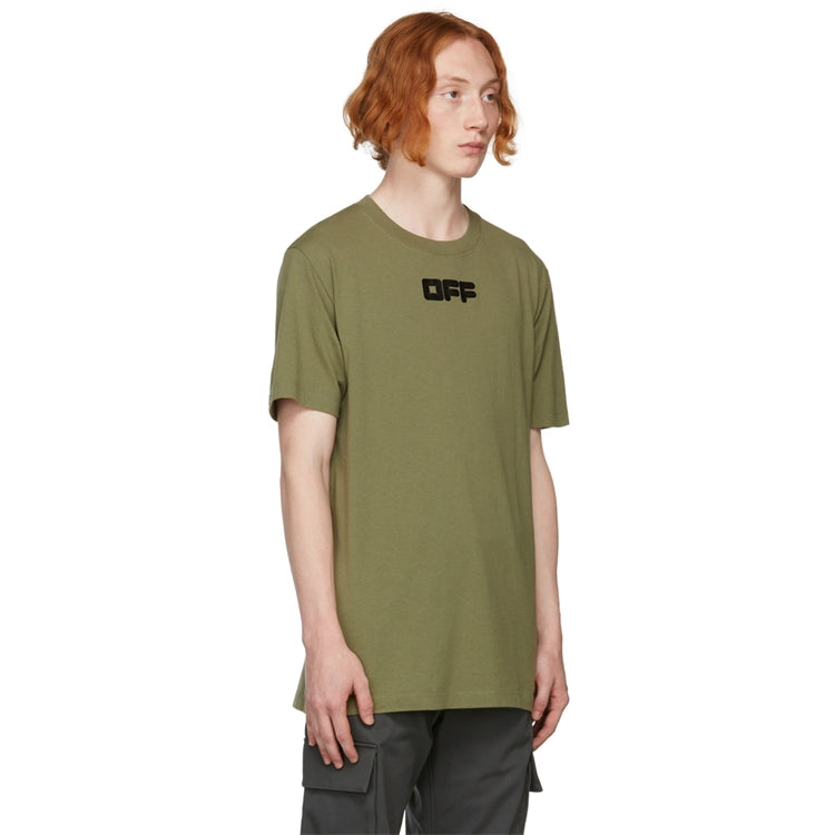 Off-White Logo Printing Round Neck Short Sleeve Ordinary Version Green OMAA027F21JER0035510