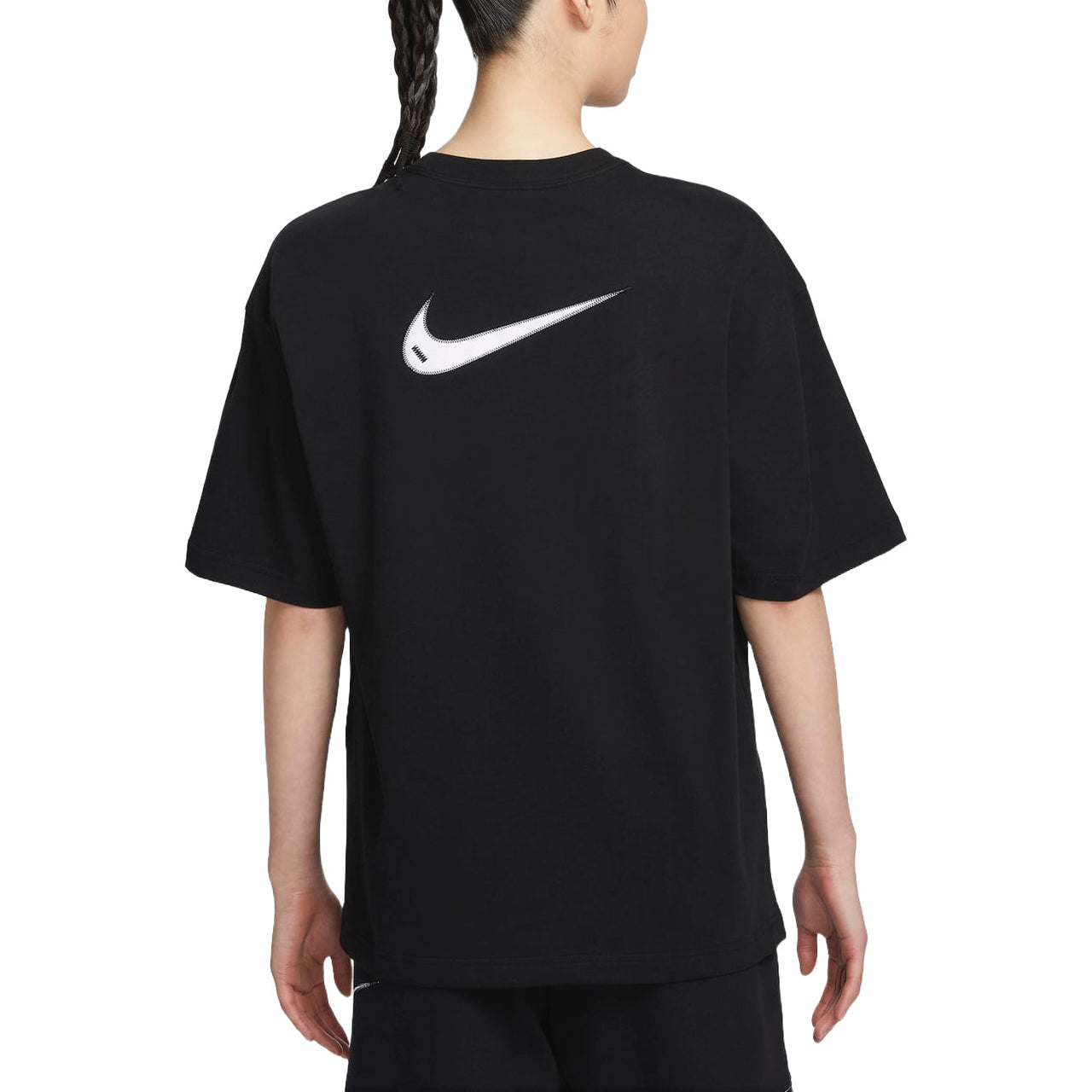 (WMNS) Nike Sportswear Swoosh Oversized T-shirt Asia Sizing 'Black White' HJ3947-010