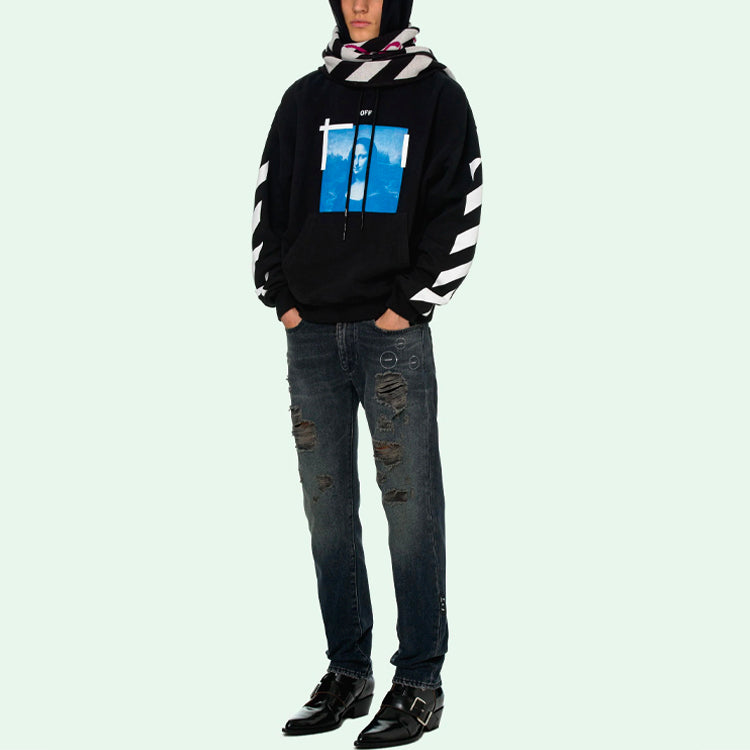 Off-White Blue Monalisa Over Hood 'Black' OMBB037R21FLE0011001