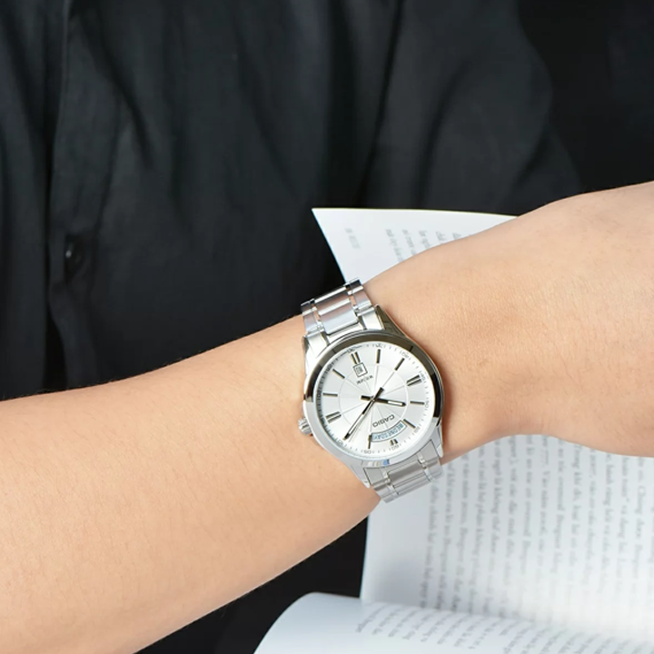 CASIO ENTICERSeries Stainless SteelStrapQuartzWatch Men's Silver Waterproof EDIFICE Mens White Analog MTP-1381D-7A