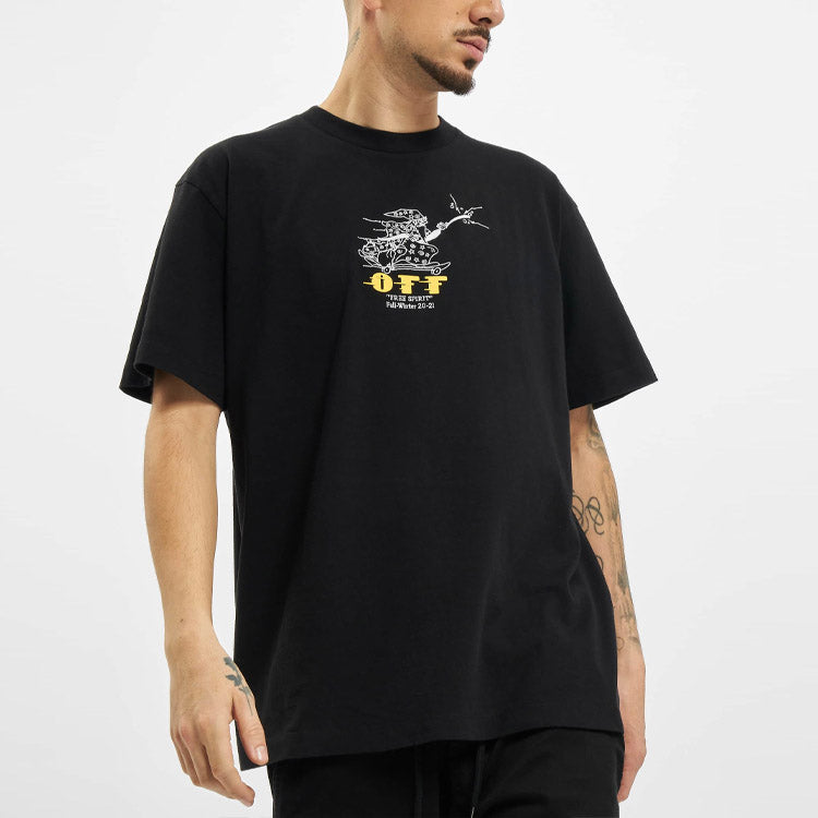 Off-White Freewizard Pattern Short Sleeve Loose Fit Black OMAA038F20FAB0121018
