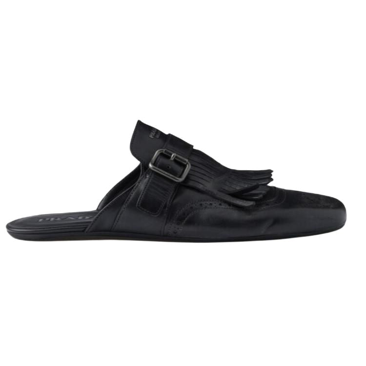 PRADA Rubber Sole Wrap toe Slippers Men's Black