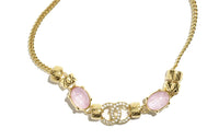 CHANEL Metal Artificial Pearl Rhinestone Pearl Crystal Necklaces Women's Gold