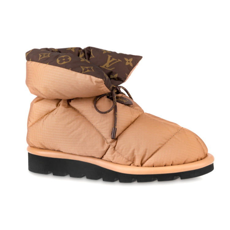 LOUIS VUITTON Pillow Comfort Ankle Boots 'Beige With Brown Monogram Collar' Women's