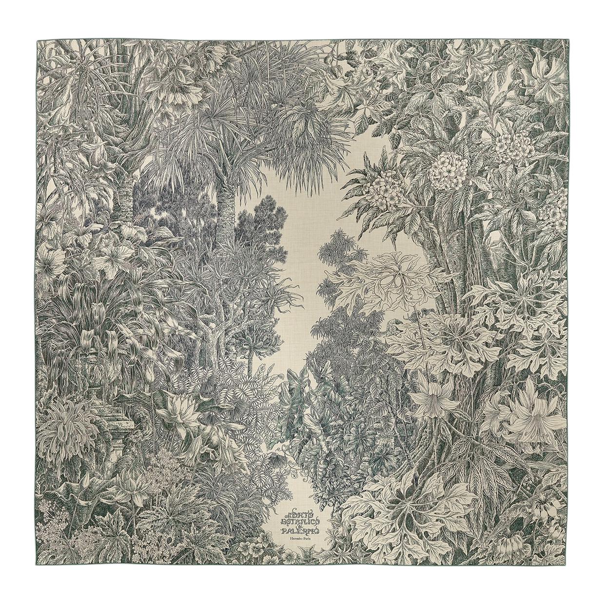 HERMES Cashmere Mulberry Silk Silk Blend Shawls Women's Gray