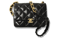 CHANEL Sheepskin Flap Bag, Shoulder Bag, Crossbody Bag Small Size Women's Black