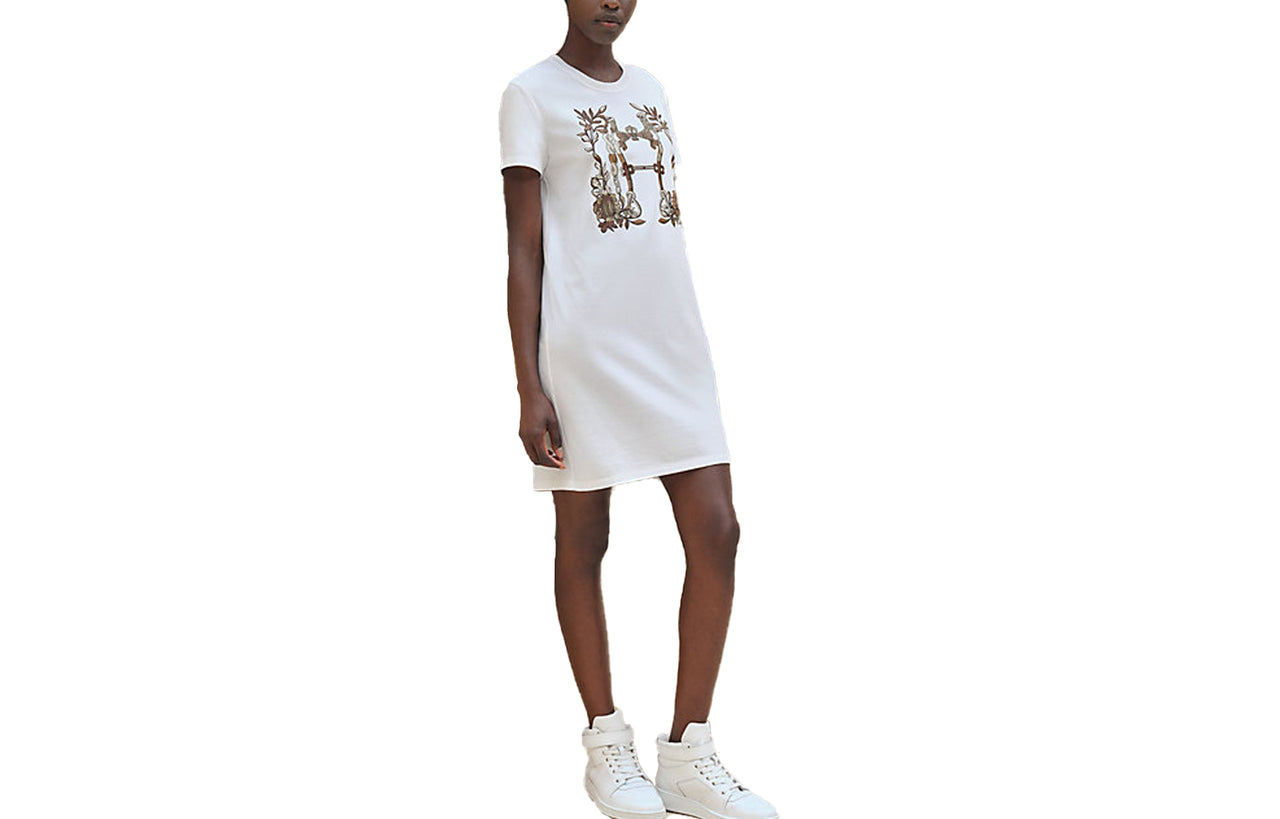 HERMES Short-Sleeved Dresses Women's White