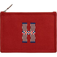 HERMES Flat H Natte Cotton Clutch Small Size Women's Red Brown