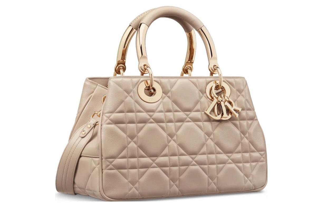 DIOR Calfskin Daisie Bag Shoulder Bag Crossbody Bag Handbag Medium Size Women's Beige